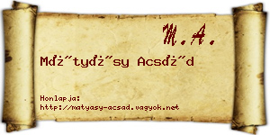 Mátyásy Acsád névjegykártya